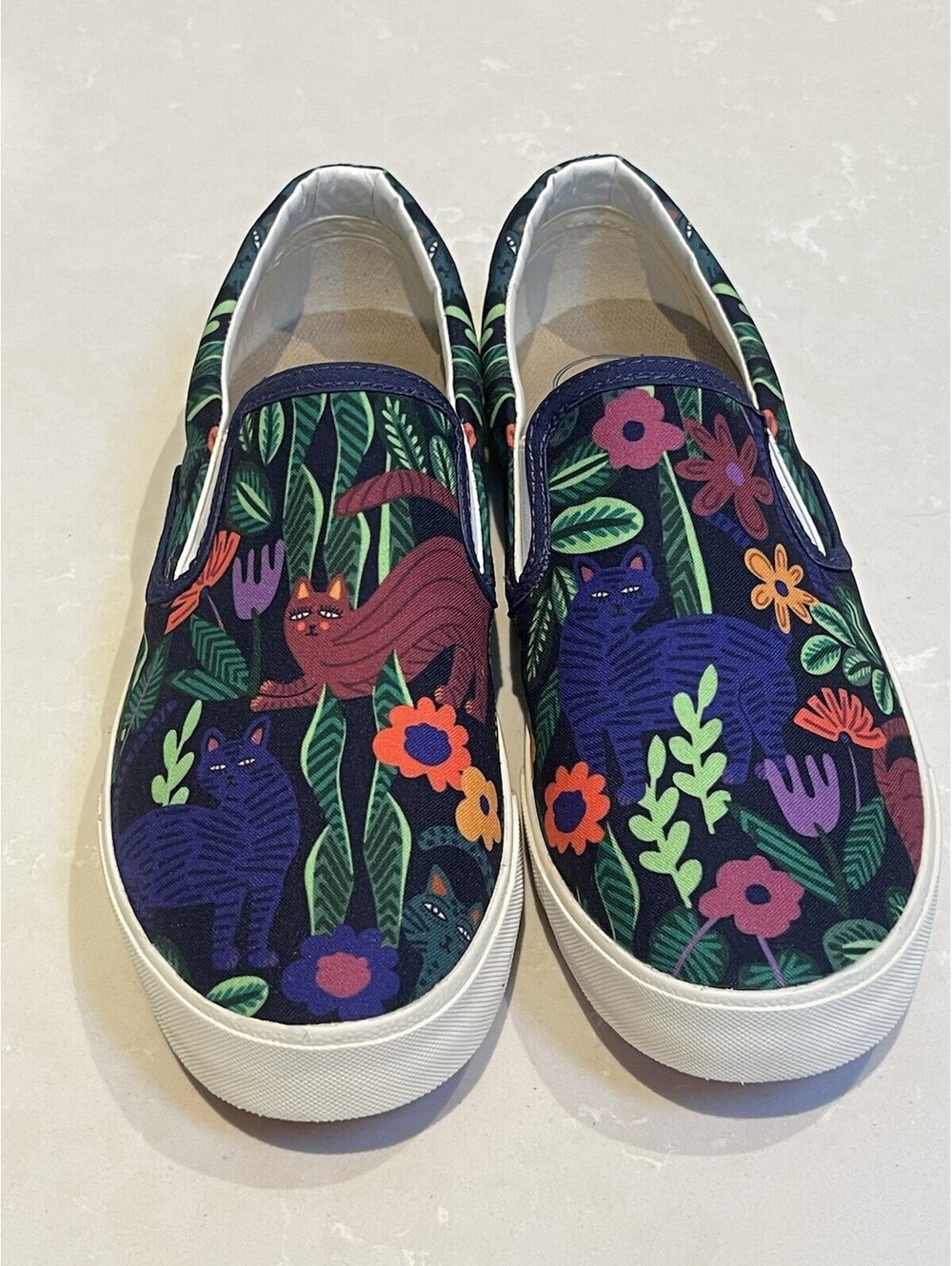 Inkkas Sokoke Men’s Slip On Shoes Vibrant Jungle And Rare Sokoke Cat Size 10